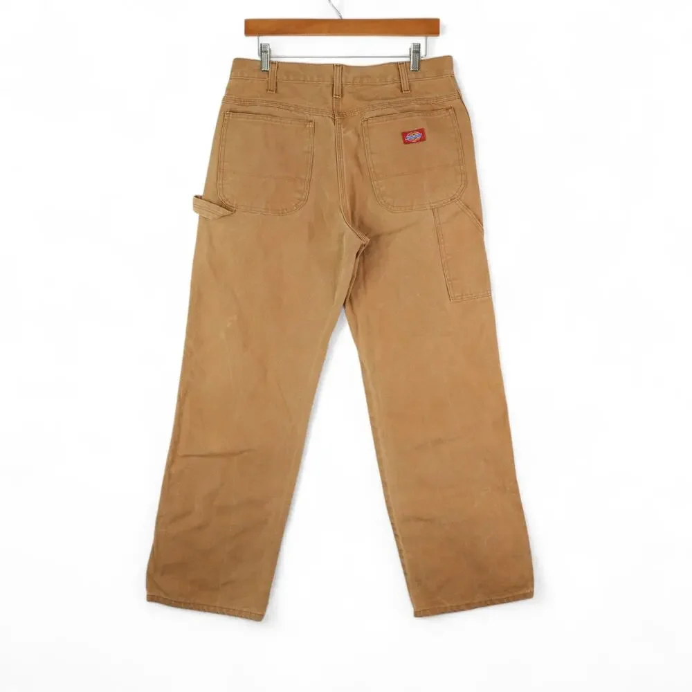 Dickies Carpenter Pants Mens 34x30 Brown Canvas Workwear‎ Utility Patina Rugged